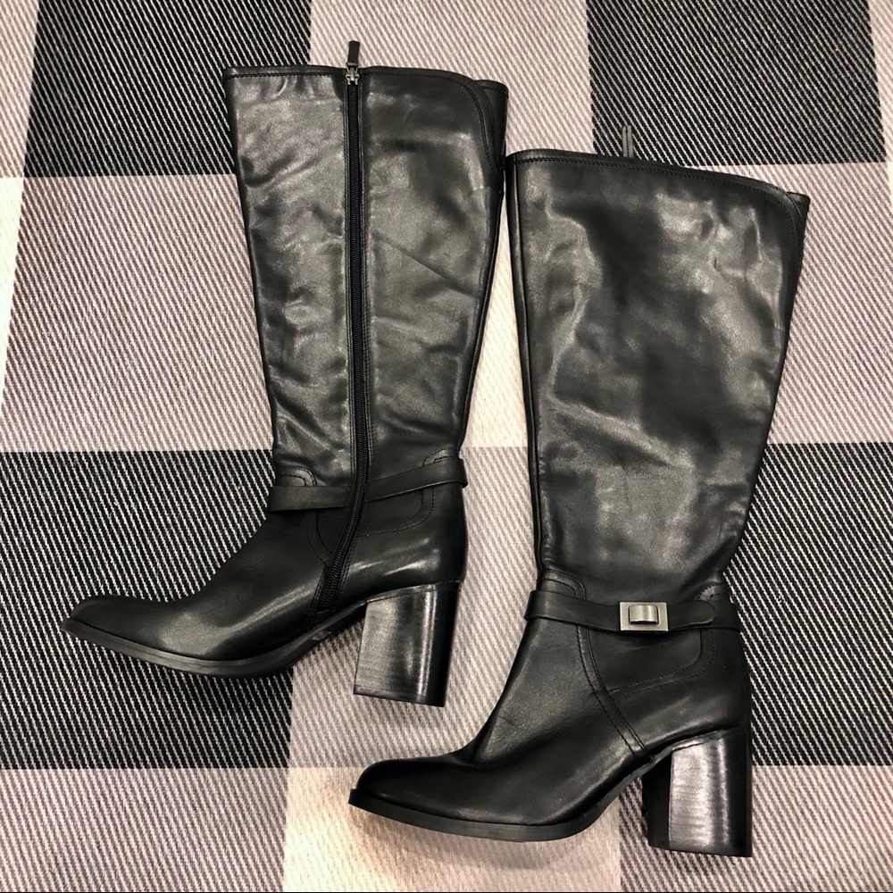 Franco Sarto Tall Leather Boots 7.5 Wide Calf New